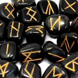 Black Agate Indian Rune Set