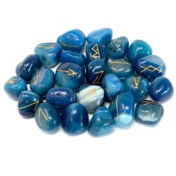 Jeu de Runes de l'Inde en Onyx bleu