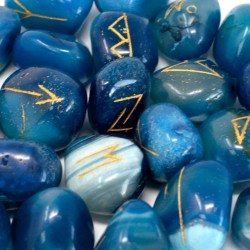 Jeu de Runes de l'Inde en Onyx bleu