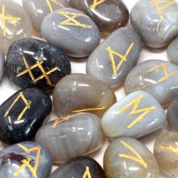 Jeu de runes en agate grise de l'Inde