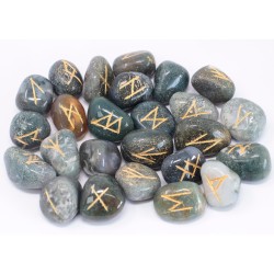 Indian Moss Agate Rune Set