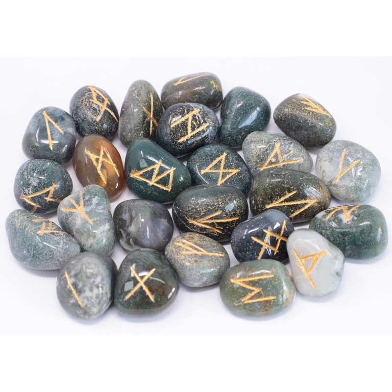 Indian Moss Agate Rune Set-RUNE OF INDIA-HOSTENATURA