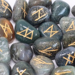 Indian Moss Agate Rune Set