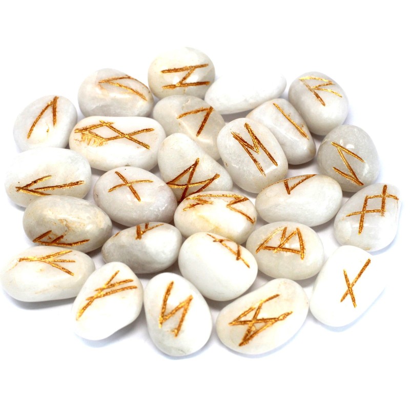 Indian White Agate Rune Set-RUNE OF INDIA-HOSTENATURA