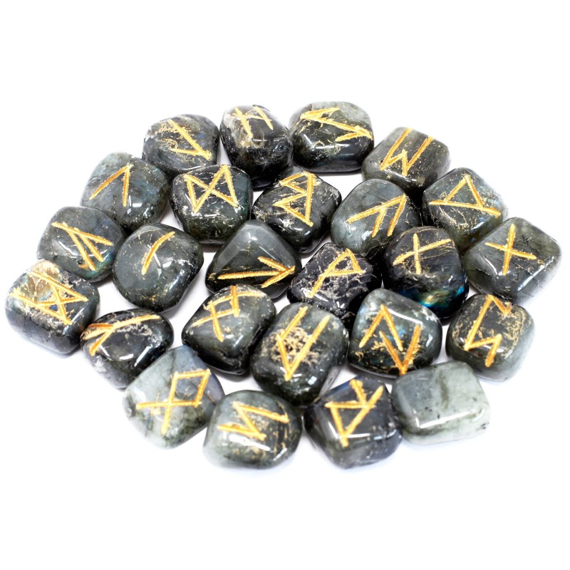 Ensemble de runes indiennes en labradorite-RUNE DE L'INDE-HOSTENATURA