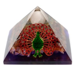 Lrg Organite Pyramid 70cm - Peacock (base terrestre)