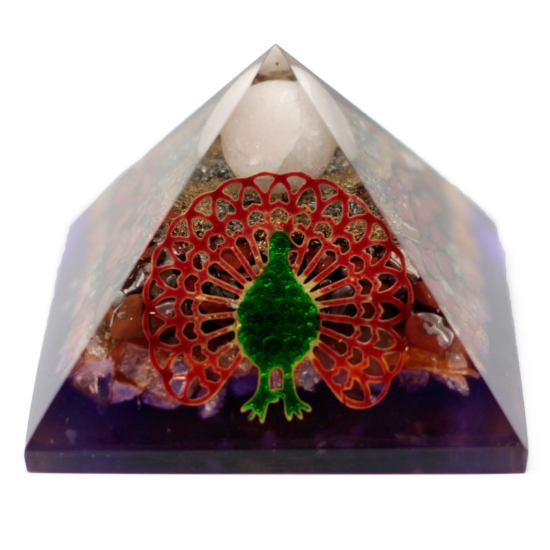 Lrg Organite Pyramid 70cm - Peacock (ground base)-ORGONITE-HOSTENATURA