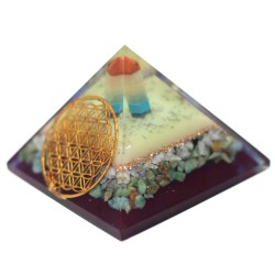 Lrg Organite Pyramid 70cm - Flower of Life Symbol