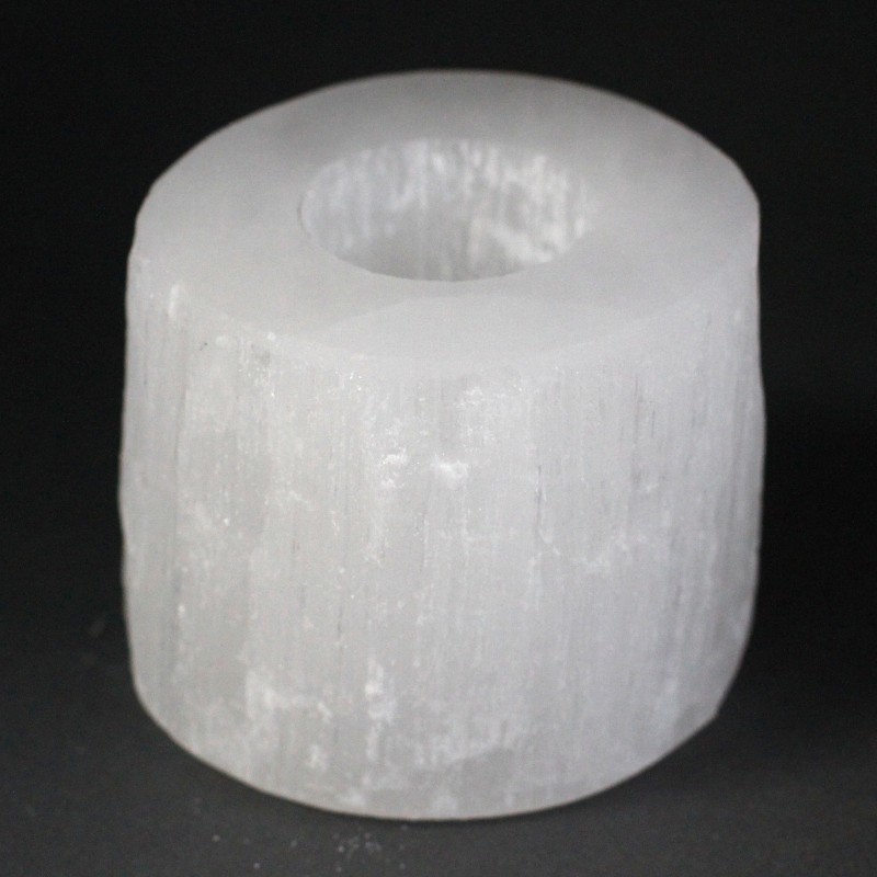 Candeliere cilindro in selenite - 8 cm-CANDELIERI IN SELENITE-HOSTENATURA