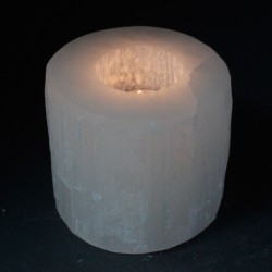 Candeliere cilindro in selenite - 8 cm