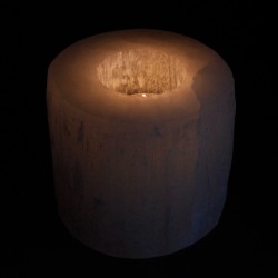 Candeliere cilindro in selenite - 8 cm