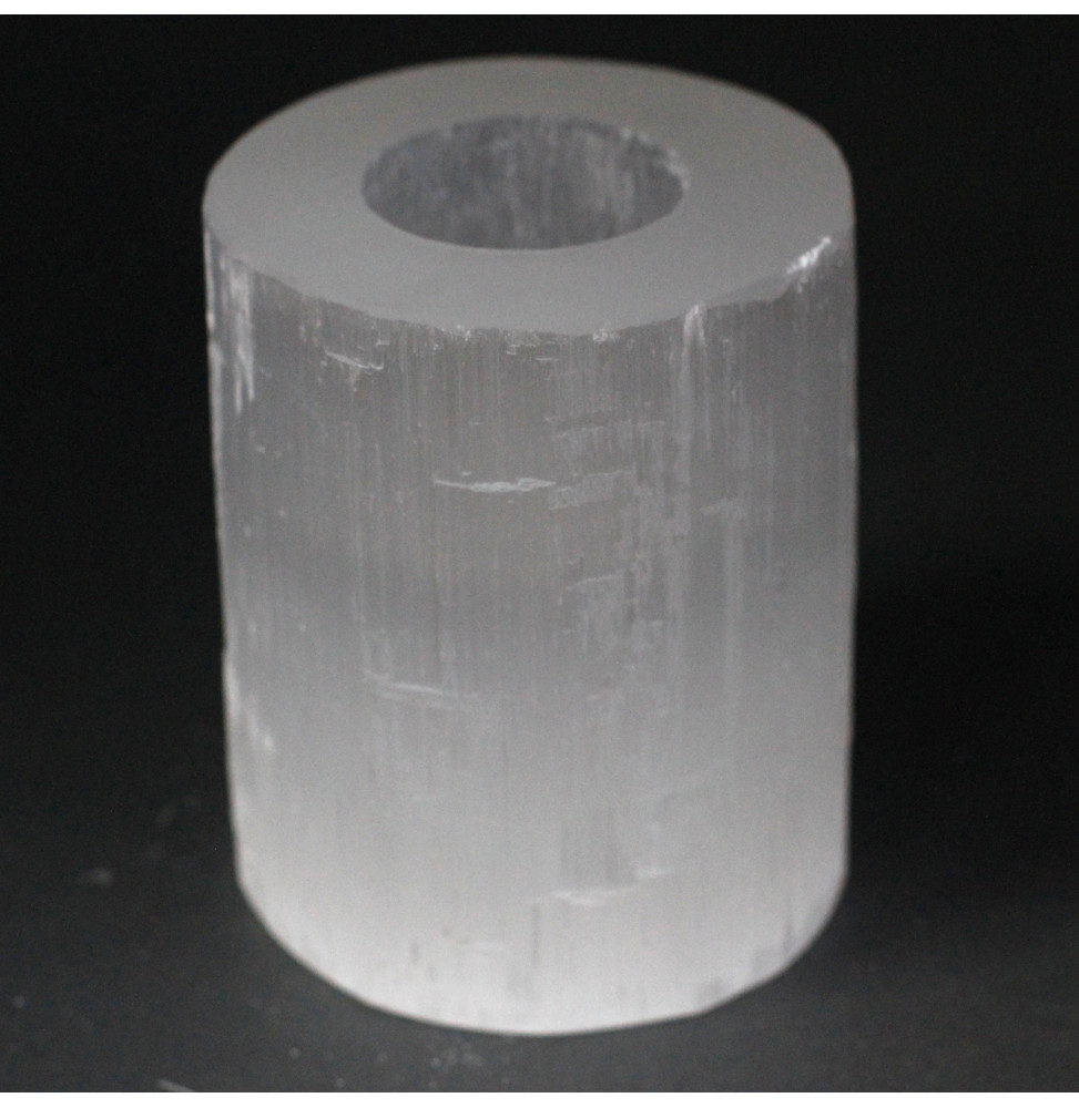 Candelabro Selenita cilindro- 10 cm-SELENITE CANDLESTICKS-HOSTENATURA