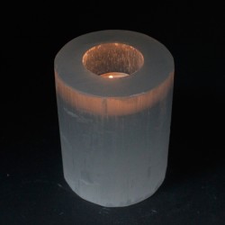 Candeliere cilindro in selenite - 10 cm