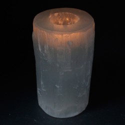 Candeliere cilindro in selenite - 15 cm