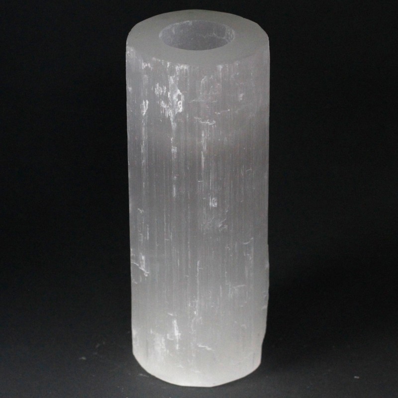 Candeliere cilindro in selenite - 20 cm-CANDELIERI IN SELENITE-HOSTENATURA