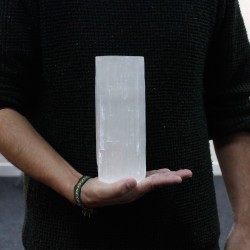 Candeliere cilindro in selenite - 20 cm