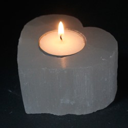 Selenite heart candlestick