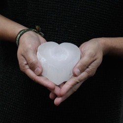 Selenite heart candlestick