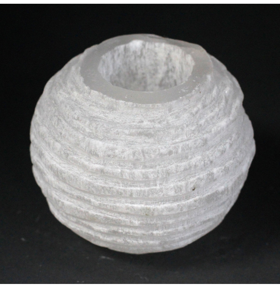 Candelero Selenite Bola de Nieve- 8 cm-CANDELABROS DE SELENITA-HOSTENATURA