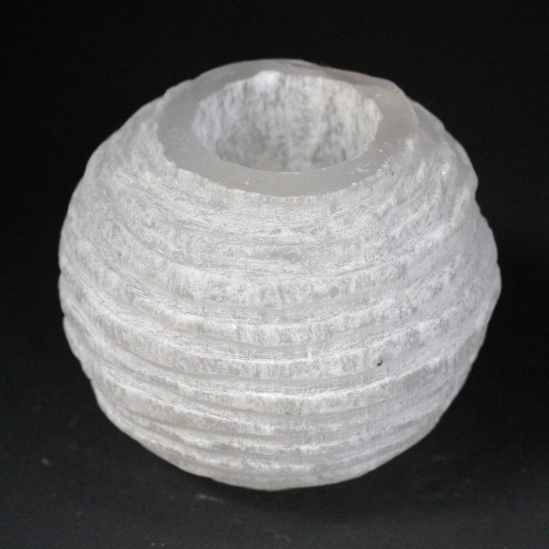 Candeliere Palla di neve in selenite - 8 cm-CANDELIERI IN SELENITE-HOSTENATURA