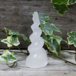 Selenite Spiral Unicorn Horn Dorrea - 10 cm