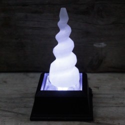 Selenite Spiral Unicorn Horn Dorrea - 10 cm