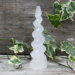 Selenite Spiral Unicorn Horn Dorrea - 15 cm