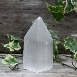 Selenite Pencil Tip Tower - 10 cm