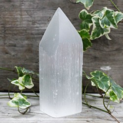 Selenite Pencil Tip Tower - 15 cm