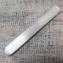 Bacchetta di selenite - 16 cm (entrambe le estremità rotonde)