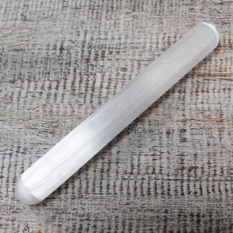 Selenite Makila - 16 cm (Bi muturrak biribilak)-SELENITO MATXILAK-HOSTENATURA