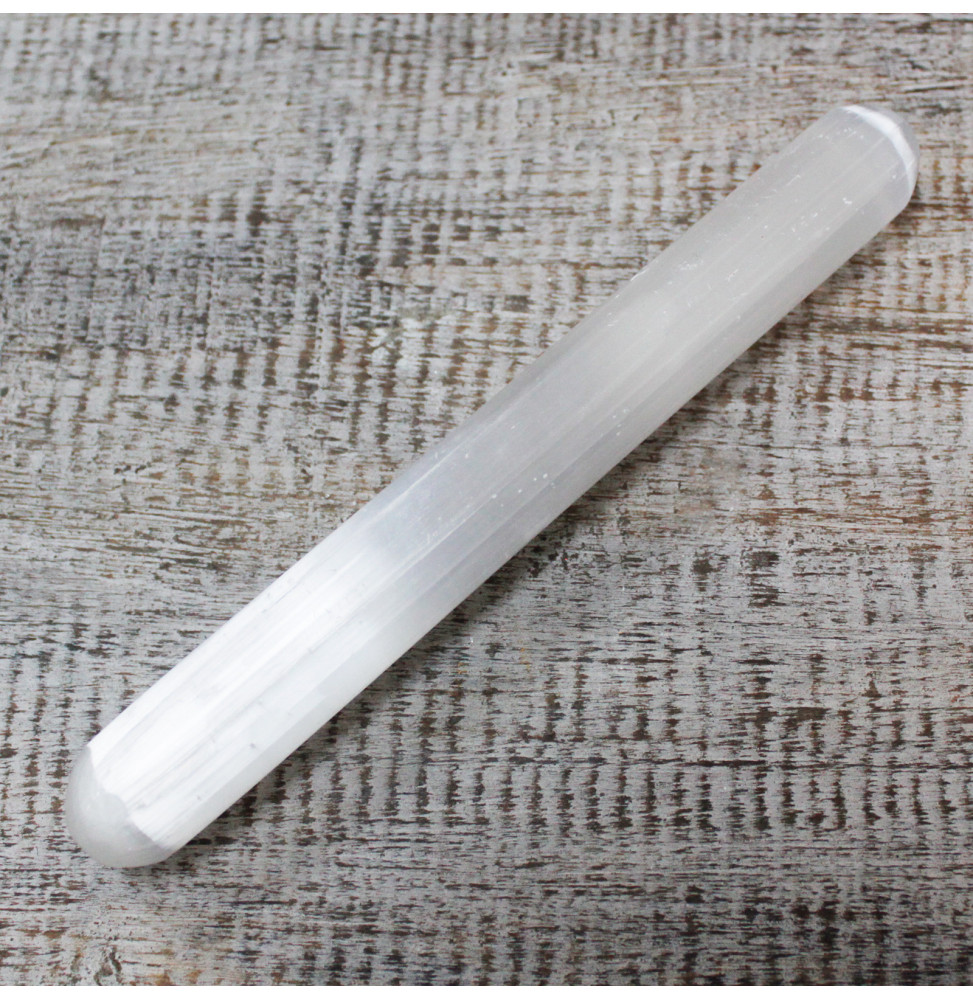 Varita de Selenita - 16 cm (Ambos extremos redondos)-SELENITE WANDS-HOSTENATURA