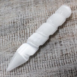 Bacchetta a spirale di selenite - 16 cm (entrambe le estremità appuntite)