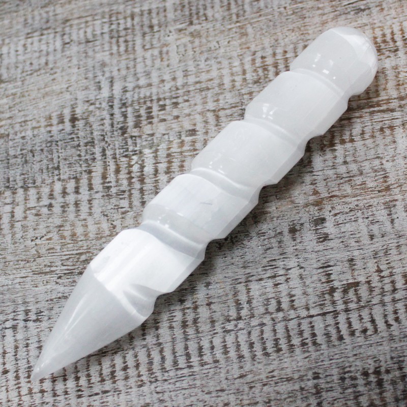 Selenite espiral makila - 16 cm (Bi muturrak zorrotzak)-SELENITO MATXILAK-HOSTENATURA