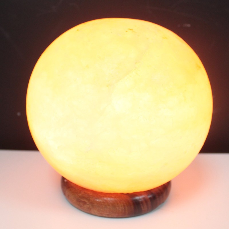 Ball salt lamp - Wooden base-HIMALAYAN SALT LAMPS-HOSTENATURA