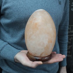 Egg Salt Lampe - Sockel aus Holz