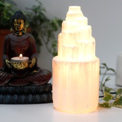 Natural Selenite Tower Lamp - 20cm