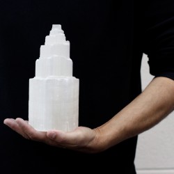 Candeeiro Torre Selenite Natural - 20cm