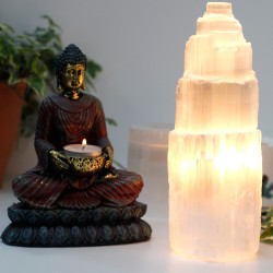 Natural Selenite Tower Lamp - 25cm