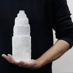 Candeeiro Torre Selenite Natural - 25cm