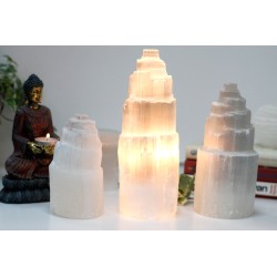 Candeeiro Torre Selenite Natural - 25cm