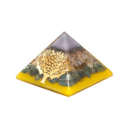 Lrg Pirámide de Orgonita Lrg 70mm - Gemas Chakra 70cm - Árbol(Base Oro)