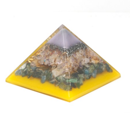 Lrg Pirámide de Orgonita Lrg 70mm - Gemas Chakra 70cm - Árbol(Base Oro)