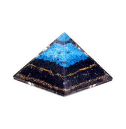 Pirámide de Orgonita Lrg 70mm - Gemas Chakra - Turquesa y Turmalina Negra - 70 mm
