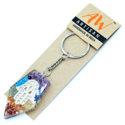 Orgonite Power Keychain - Hamsa Chakra Gemstones