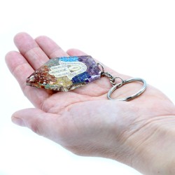 Orgonite Power Keychain - Hamsa Chakra Gemstones