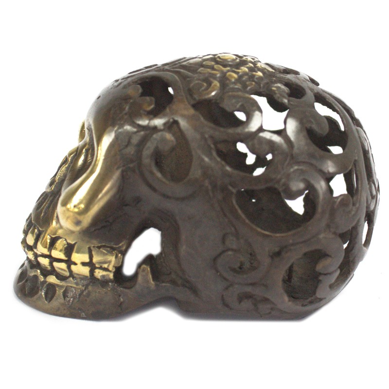 Calavera vintage de llautó - Lrg-FIGURITES FENGSHUI DE LLAUTÓ-HOSTENATURA