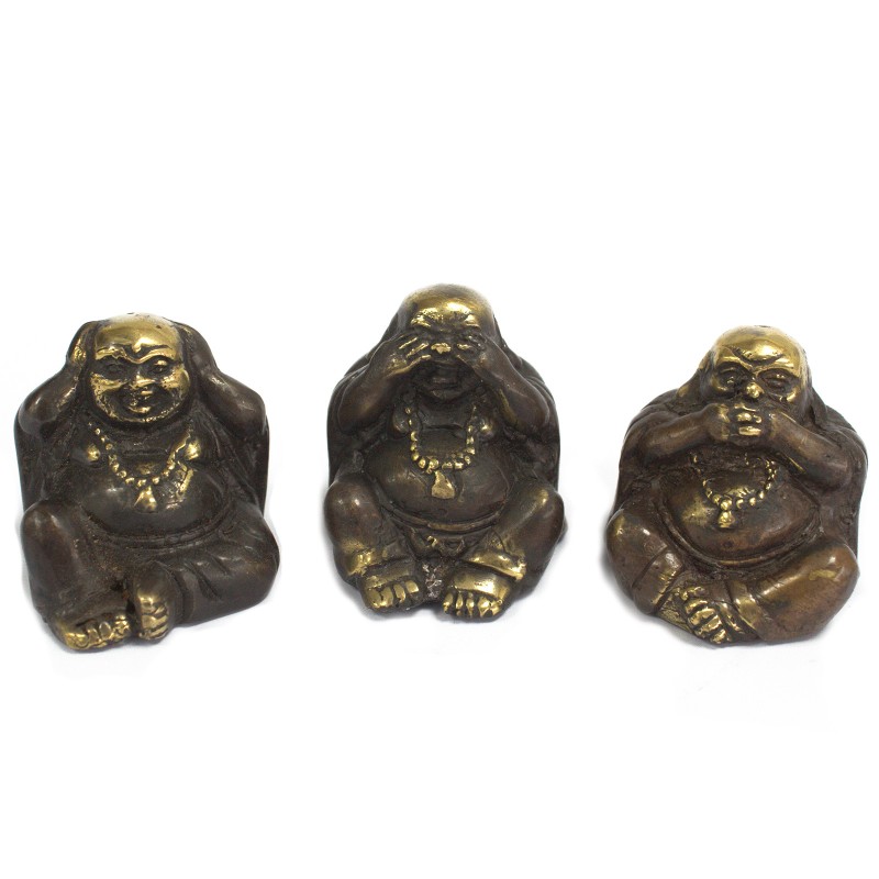 Conjunto de 3 - Não veja nenhum mal, etc. - Buda-FIGURAS DE LATÃO FENGSHUI-HOSTENATURA