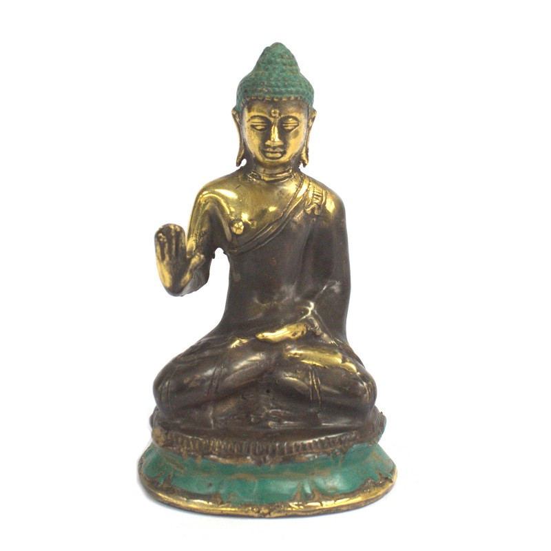 Buddha sitting with his hand up-BRASS FENGSHUI FIGURINES-HOSTENATURA