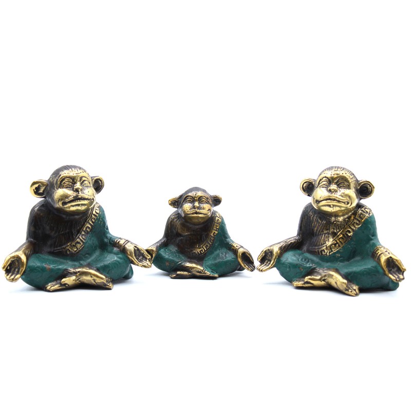 Set of 3 - Yoga Jumpsuit Family (Different Sizes)-BRASS FENGSHUI FIGURINES-HOSTENATURA